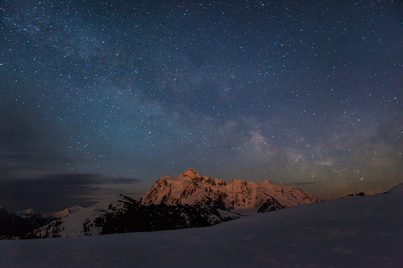 snowy, mountain peak, tranquility, mountain range, snowcapped mountain, black, scenics - nature, constellation, beauty in nature, 1080P, mountain, nebula