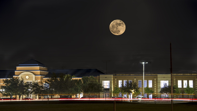 nature, street, built structure, nightshot, building, moonlight, illuminated, plant, lighting equipment, 5K, texas, supermoon, moon, motion, city, houston