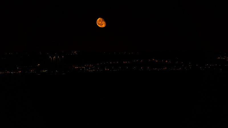 copy space, sea, building exterior, full moon, lisbon, space, redmoon, stars, supermoon, astrophotography, portugal, illuminated, night, no people, moon