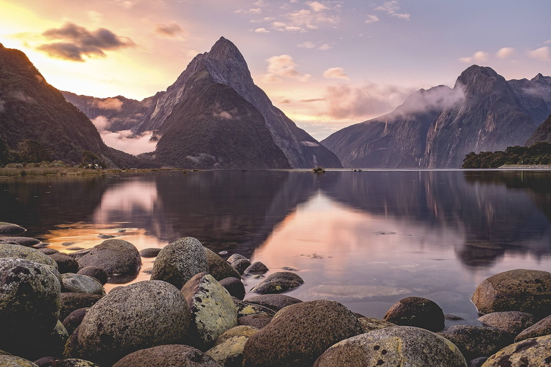 cloud - sky, tranquility, scenics - nature, sky, solid, rock - object, sunset, mountain peak, non-urban scene, rock, tranquil scene, body, nature, lake