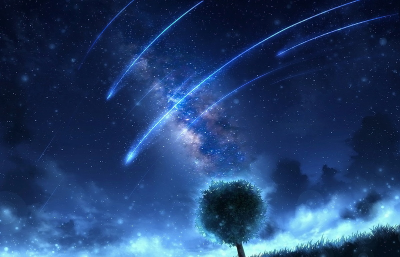 Original, Lonely Tree, 1080P, Anime, Starry Sky