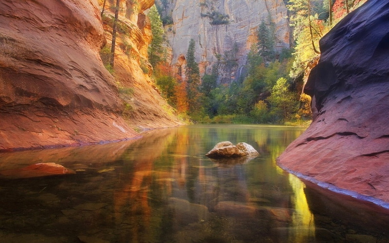 landscape, river, formation, scenics - nature, beauty in nature, flowing water, outdoors, mountain, non-urban scene, day, tree, rock - object, canyon, eroded