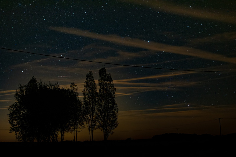 sky, france, no people, sunset, growth, tranquil scene, astronomy, tranquility, space, tree, grass, land, country, fall, plant, low light, 5K, nikon, field