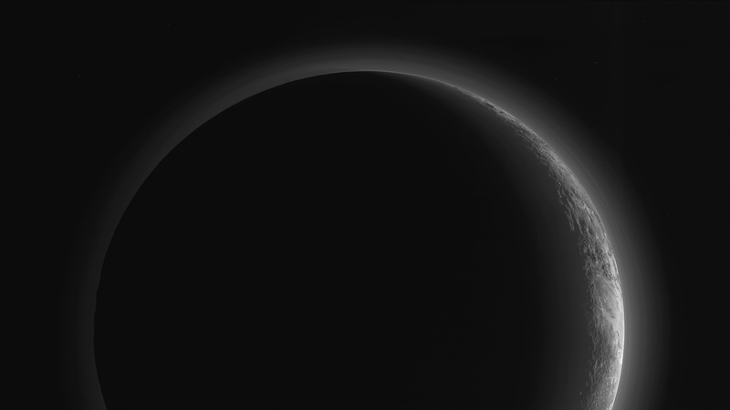 8K, Pluto, 4K, Horizon, Crescent, Silhouette, 8K