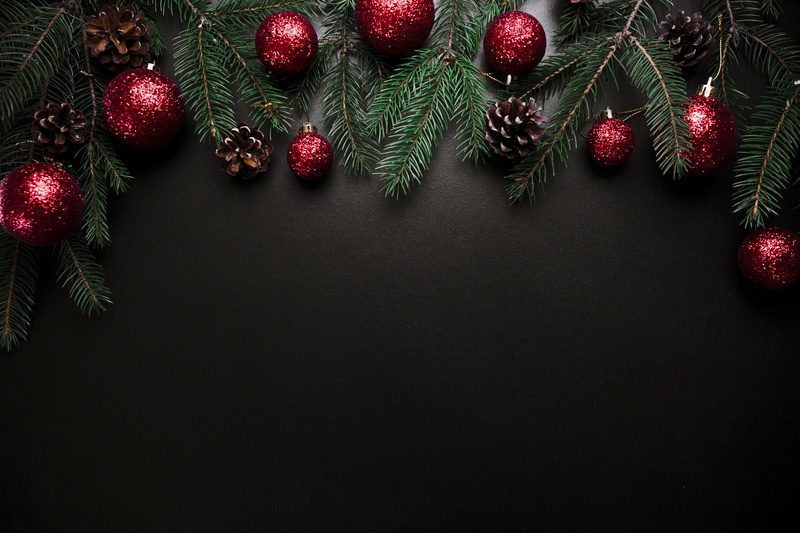 New Year, decoration, Christmas, Merry, balls, tree, 5K, fir tree, fir-tree branches