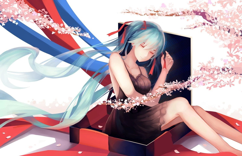 simple, Hatsune Miku, Skirt, px, vocaloid, anime, long, black, simple background, background, vocal, hd, legs, dress, Anime Girls, hair, x, 720P, miku