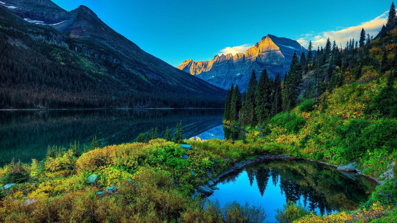 water, thunder lake, mount scenery, mountains, reflected, mountainous landforms, mountain, reflection, sky, lake, daytime, national park, rocky mountain national park