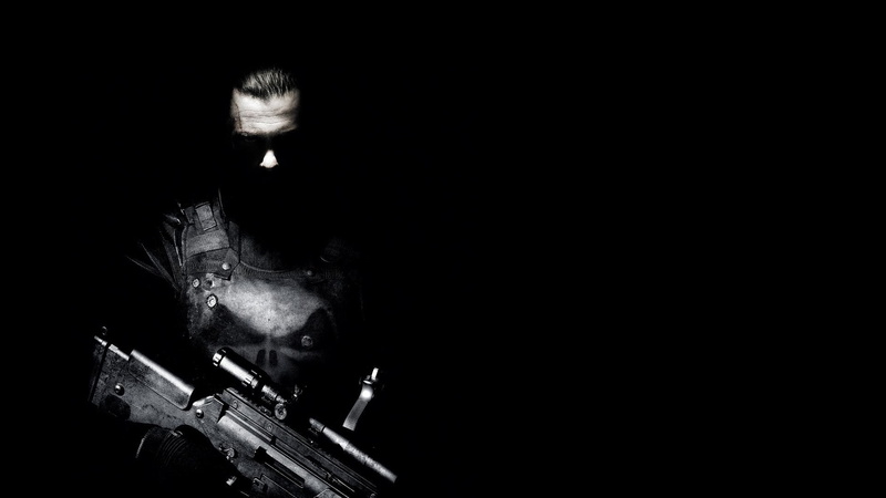 Frank Castle, 1080P, The Punisher, black background, weapon, Marvel Comics, Punisher
