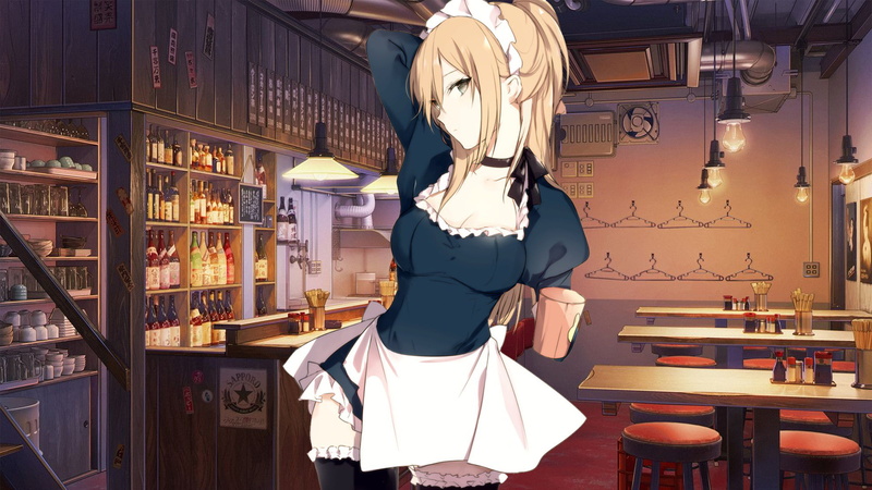 standing, lifestyles, representation, maid outfit, real people, front view, anime girls, indoors, casual clothing, fashion, one person, male likeness, shelf
