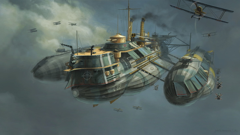 1080P, Flying Ironclad, Concept Art, Figure, by Eddie Bennun, Air Ship, Aircraft, Art, Ilustration, The ship, Fiction, Eddie Bennun, WW1
