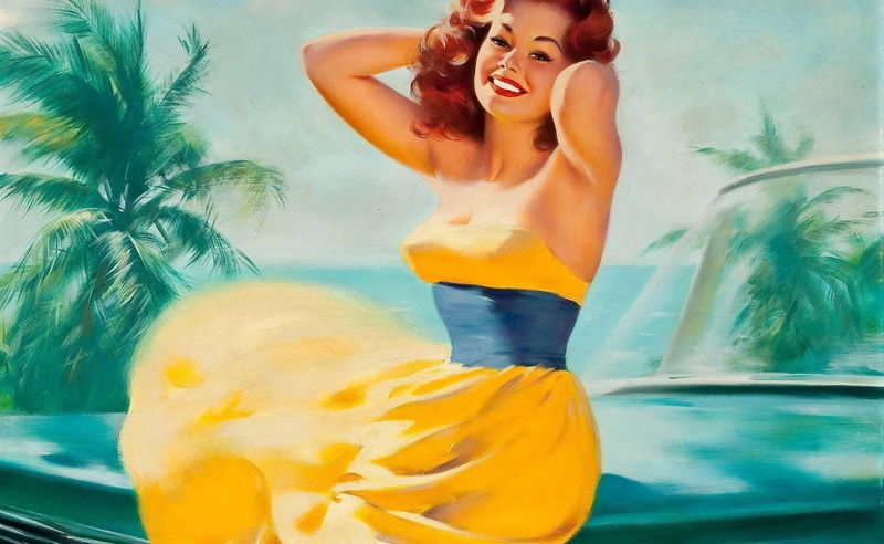 1080P, pinup models, artwork