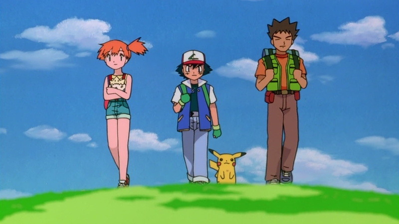 nature, males, people, offspring, cloud - sky, child, Brock (Pokémon), Pokémon, childhood, portrait, Misty (Pokémon), sky, looking at camera, grass, Pikachu