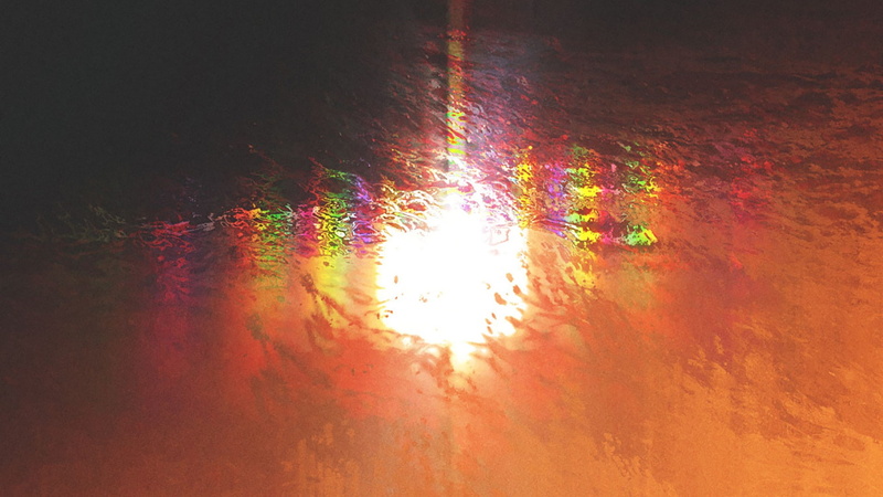 light, sunlight, rainbow, water, colorful, sea, waves, no people, illuminated, high angle view, reflection, wall, multi colored, abstract, Brock Lefferts