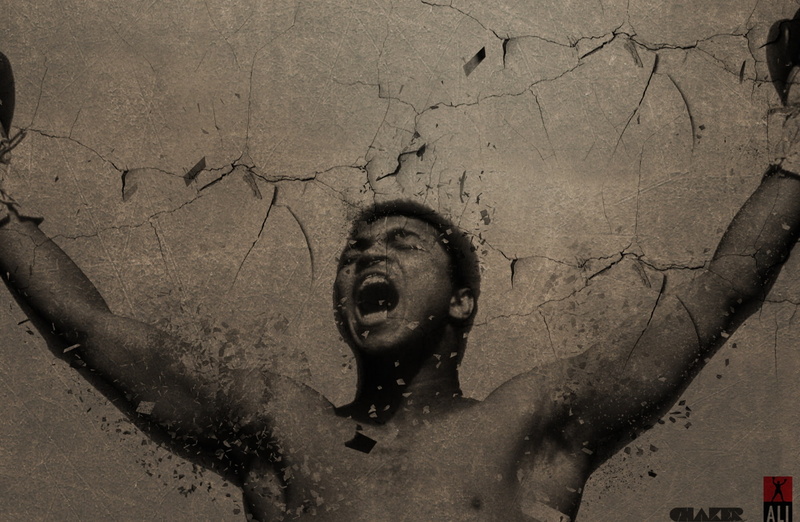 mouth, real people, aggression, shirtless, shouting, one person, front view, Boxing, negative emotion, champion, portrait, manuelcharr, human face