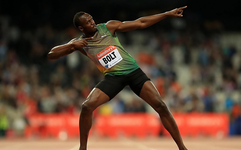 determination, sport, motion, stadium, effort, strength, usain, running, arms outstretched, track and field athlete, 1080P, jamaica, adult, mens track