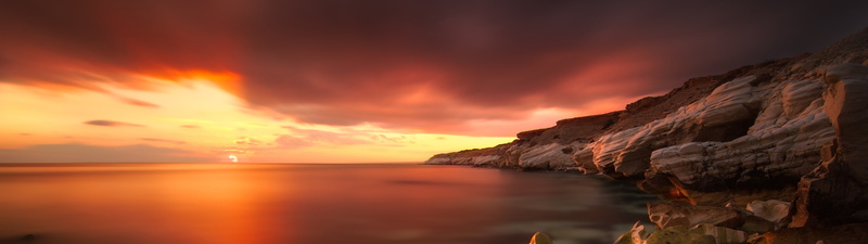 tranquil scene, reflection, dramatic sky, no people, water, horizon, rock, nature, body, sunset, hd, beauty in nature, rock - object, cliff, scenics - nature