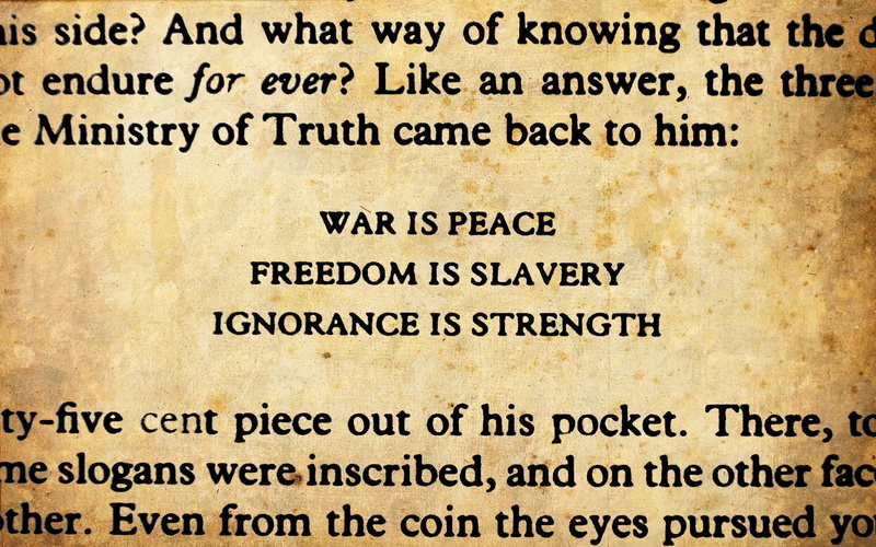dirt, studio shot, typography, quote, architecture, advice, document, occupation, George Orwell, 1080P, literature, message, government, people, old, indoors
