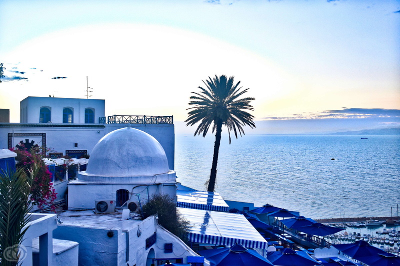 sky, day, sidi bou said, nature, land, architecture, religion, tropical climate, place of worship, water, building exterior, tunisia, 4K, nautical vessel