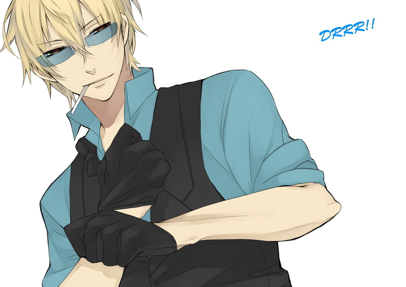 shirt, The headless horseman, Durarara!!, 1080P, Suzuhito Age Who Said In, glasses, guy, Heiwajima Shizuo, cigarette, the bartender, art, gloves