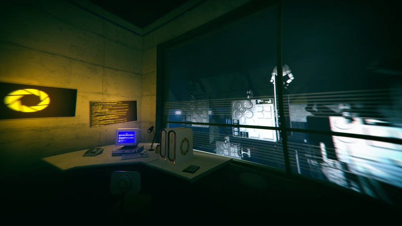 Portal 2, indoors, nature, technology, Portal (game), night, no people, Blue Screen of Death, computer equipment, illuminated, furniture, lighting equipment