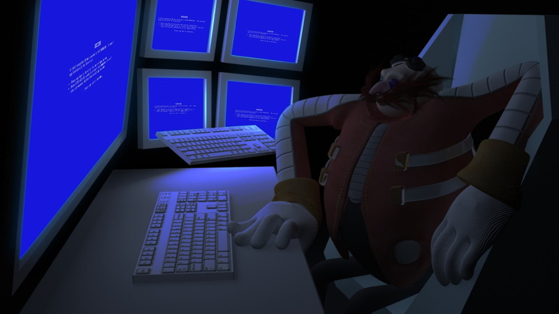 sonic, death, dr, 1080P, blue, robotnik, games, video, hd, screen, Dr Robotnik, Blue Screen of Death, art, d