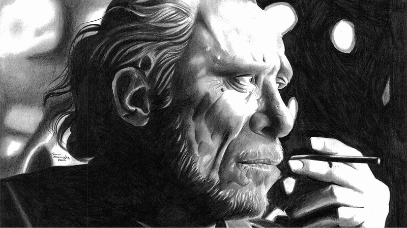 charles bukowski, thinking, bukowski, art, charles, 1080P, smoking, hd, pencil