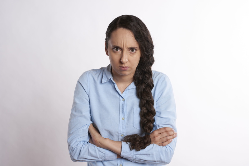 career, front view, entrepreneur, millennial, young, copy space, leader, scowl, portrait, sad, looking at camera, arms, angry, female, anger, waist up