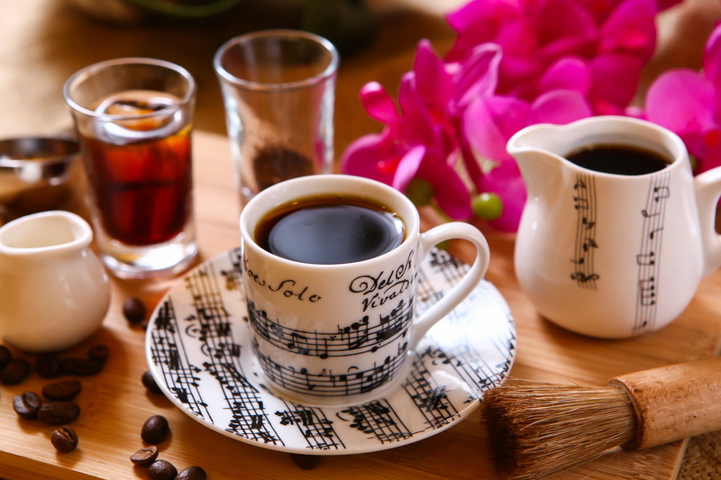 music, 1080P, coffee, snack, crockery, brown, table, coffee beans, black, printed, coffee - Drink, tea cup, tea - Hot Drink, cultures, backgrounds, drink