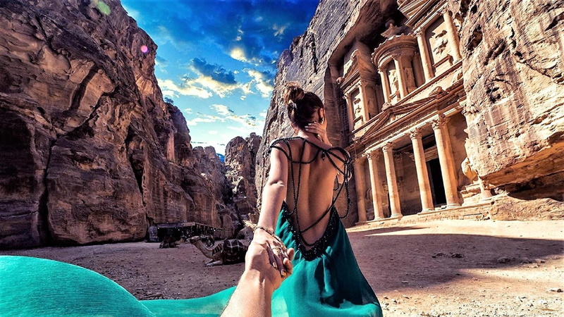 leisure activity, sky, outdoors, travel, lifestyles, people, real people, vacation, rock - object, follow me, young women, rock formation, cloud - sky