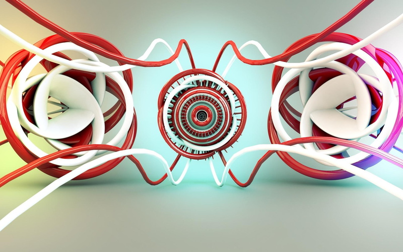multicolored, red, 1080P, abstract, circles, 3d, white, 1920x1200, illustraion, circle