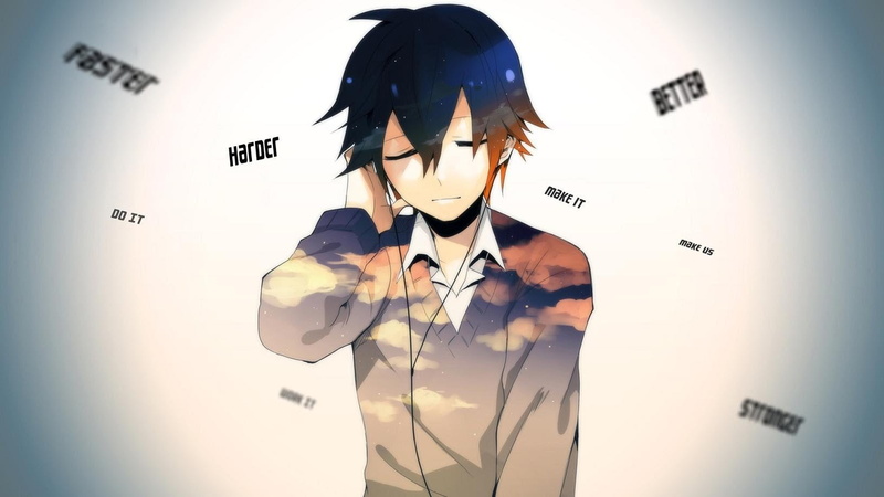 technology, portrait, anime girls, 720P, hairstyle, earphones, studio shot, anime boys, fashion, business, arts culture and entertainment, digital composite