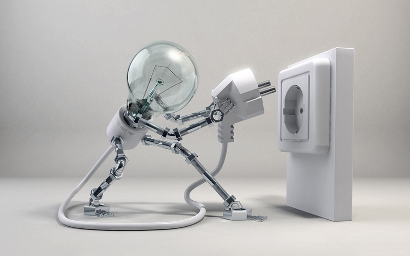 lightbulb, digital art, 1080P, robot