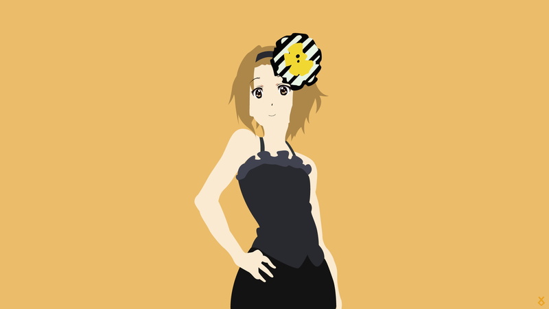 women, waist up, indoors, obscured face, beautiful woman, yellow background, 1080P, minimalism, K-ON!, young adult, standing, anime vectors, Dont Say Lazy