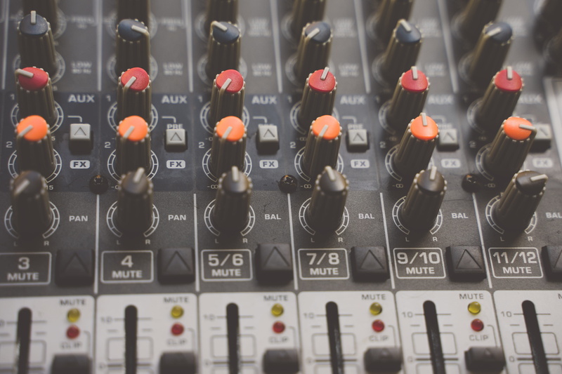 technology, connection, studio, music studio, day, close-up, volume, birthday party, full frame, audio, sound, communication, equipment, in a row, selective focus