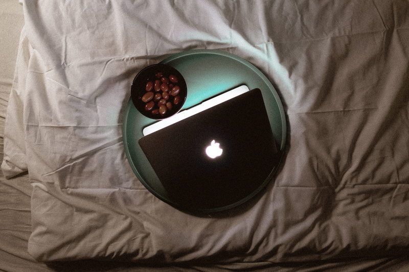 indoors, 4K, netflix and chill, tomatos, hotel, interior, macbook pro, work, night, bed time, food and drink, no people, candle, sheet, textile, sleeping