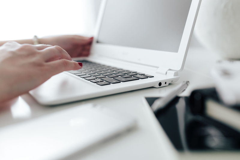 workplace, wireless technology, computer keyboard, 4K, computer monitor, communication, scandinavian, human hand, computer, white, home office, using computer
