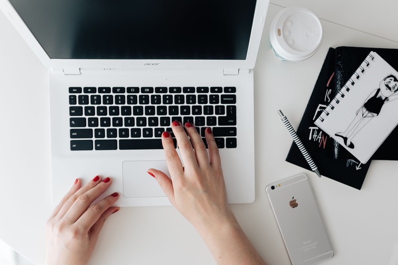 human body part, work, wireless technology, computer, minimal, tech, typing, one person, using laptop, interior, adult, desk, white laptop, computer equipment