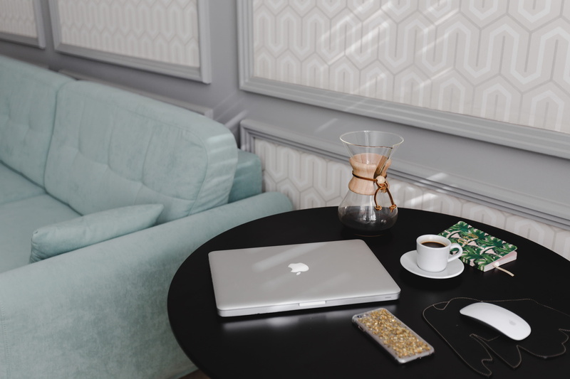 still life, 4K, working, computer, coffee table, domestic room, workspace, absence, furniture, coffee maker, refreshment, home interior, technology, sofa