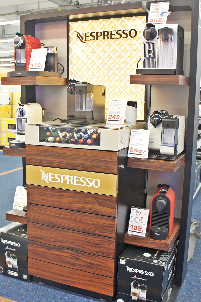 food and drink, technology, no people, retail, container, food, 2K, store, western script, still life, box, Nespresso, choice, Coffee, Department Store