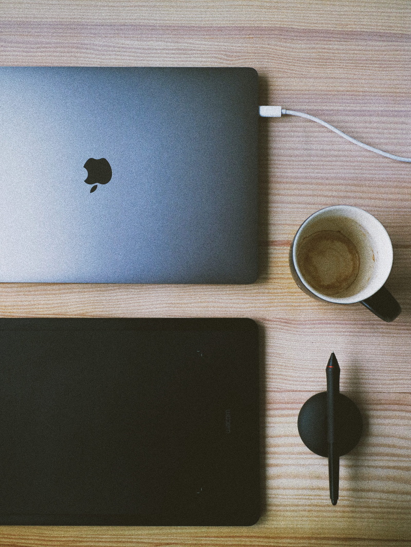 drink, refreshment, laptop, 5K, office, spoon, still life, desktop, crockery, macbook, coffee - drink, daily, lifestyle, high angle view, no people, tablet