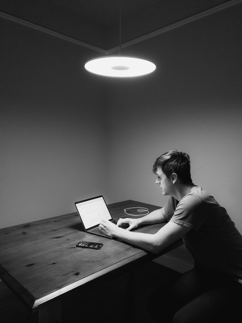 minimal, using laptop, laptop, bandw, app, electric lamp, apple, communication, lifestyles, wireless technology, lamp, hairstyle, monitor, united states