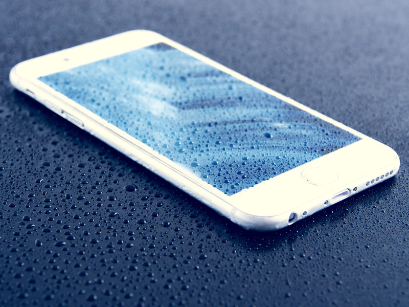 rain, cool, smart phone, condensation, portable information device, photo, silver, mobile phone, background, 6, connection, cold, aqua, 6s, technology
