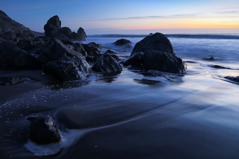 outdoors, Canon 6d, blue  hour, nature, Muir  Beach  California, scenics, sea, tidal wave, 4K, rock - Object, tidal, coastline, rocks, night, wave, ocean