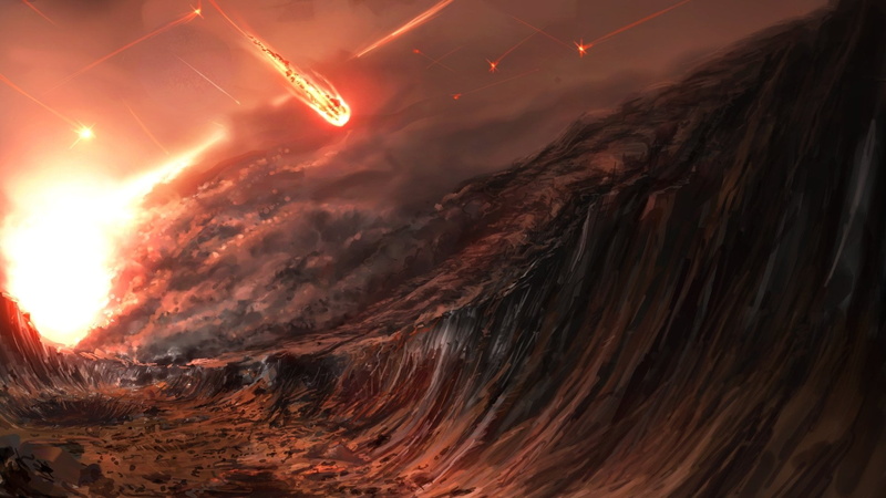wave, warning sign, low angle view, outdoors, mountain, night, beauty in nature, no people, Sci Fi, tidal, lightning, sunset, explosive, power in nature