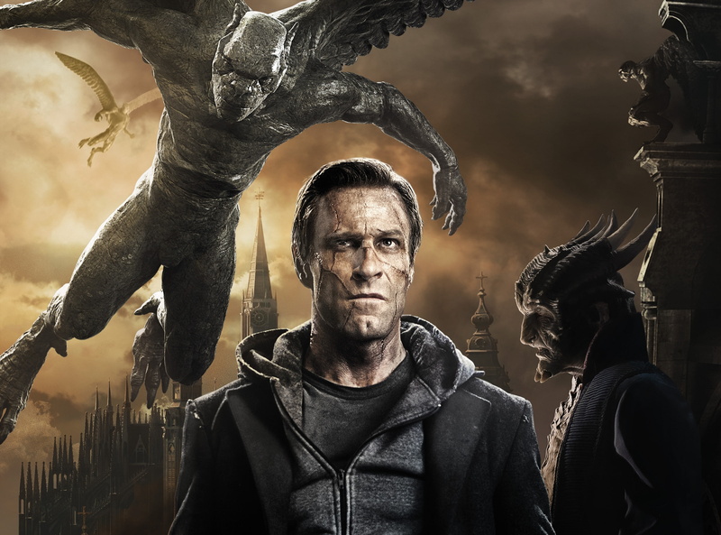 digital composite, Action, gargoyles, Aaron Eckhart, indoors, eckhart, front view, men, Fantasy, superhuman, mid adult, Other Movies, serious, Movie, Movies