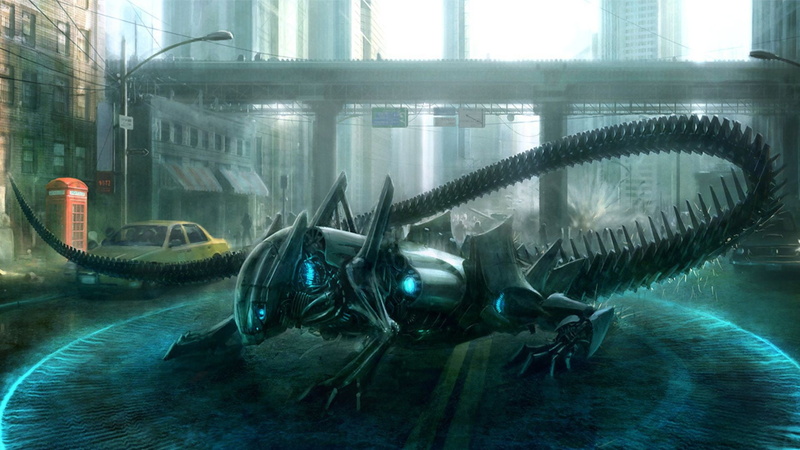 robot, outdoors, science fiction, nature, blurred motion, sunlight, waterfront, gray, water, motion, transportation, building exterior, flowing water