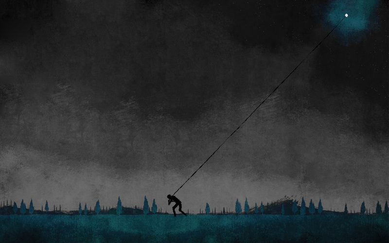 unrecognizable person, nature, painting, pulling, two people, building exterior, full length, dusk, pollution, architecture, man, outdoors, 1080P, fantasy art