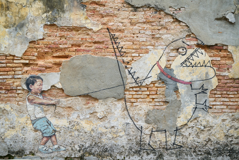 brick, architecture, wall - building feature, paint, asian, artist, city ​​center, city, lifestyles, stone, old building, wall, art, damaged, outdoors