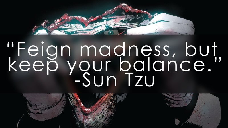 capital letter, black background, auto post production filter, outdoors, sun tzu, Joker, quote, white color, representation, DC Comics, sign, warning sign