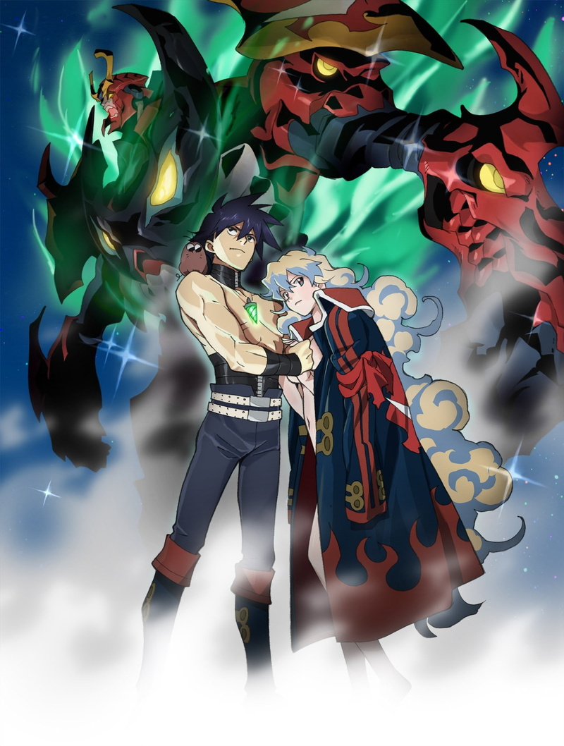 Teppelin Nia, young adult, 1080P, motion, large group of objects, digital composite, multi colored, one person, studio shot, indoors, Tengen Toppa Gurren Lagann